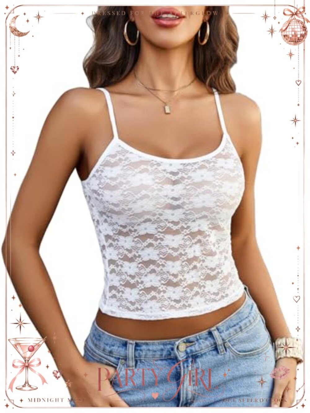 Lace Spaghetti Strap Camisole Crop Top Y2K Bralette